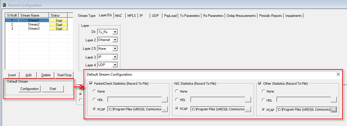 Default Stream Configuration
