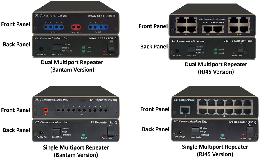 Single and Dual T1 E1 Multiport Repeaters (Bantam and RJ45)