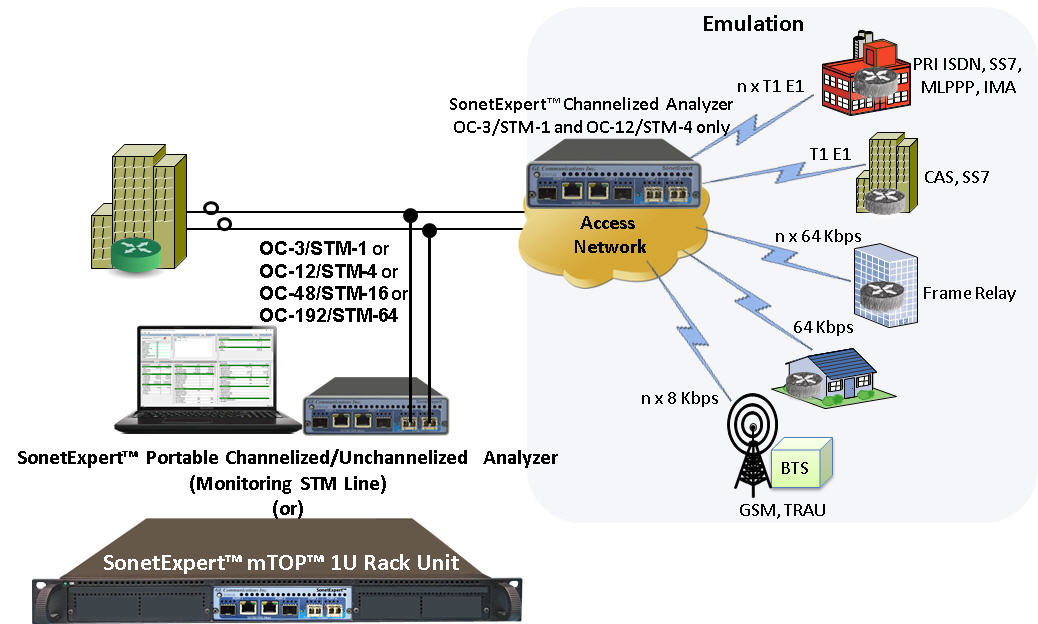 SonetExpert Channelized and Unchannelized Analyzer in Network