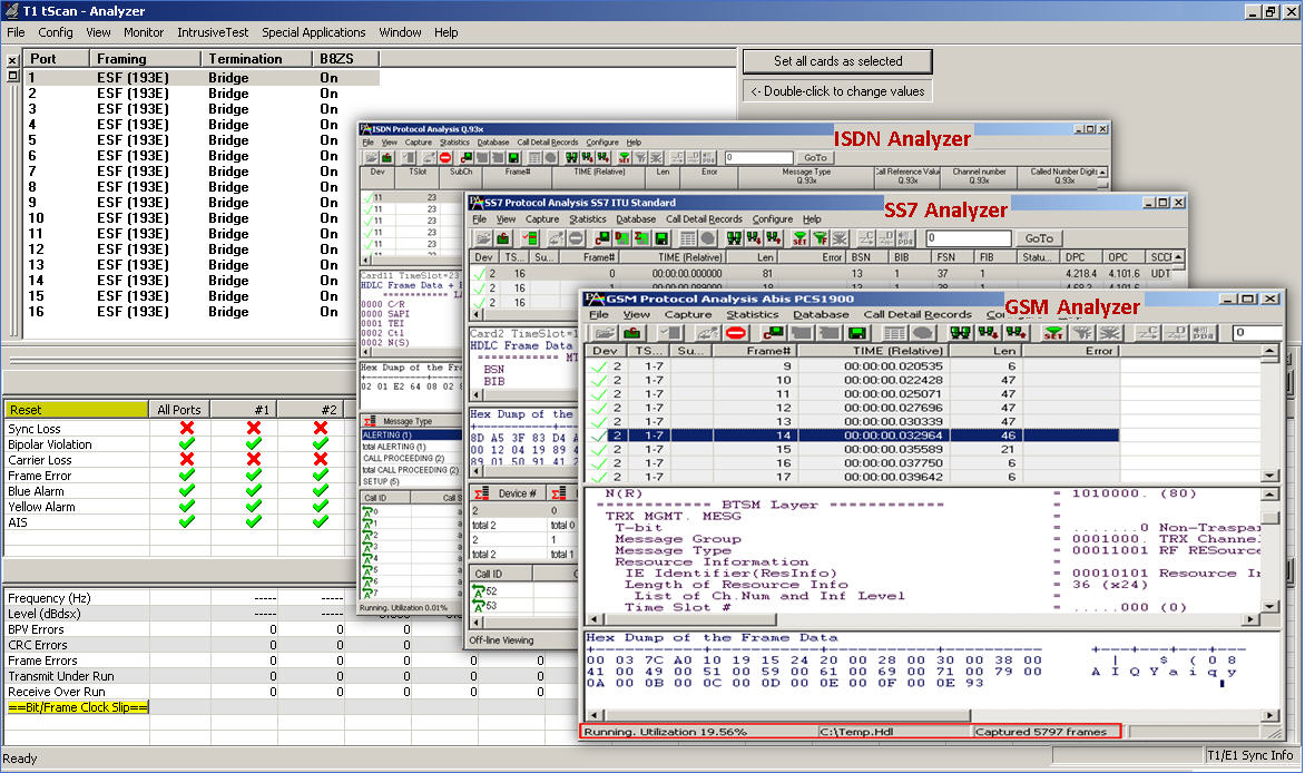 tScan16™ with TDM Protocol (TDM, GSM, SS7, CAS…) Analyzers