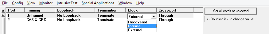 T1/E1 Clock Options