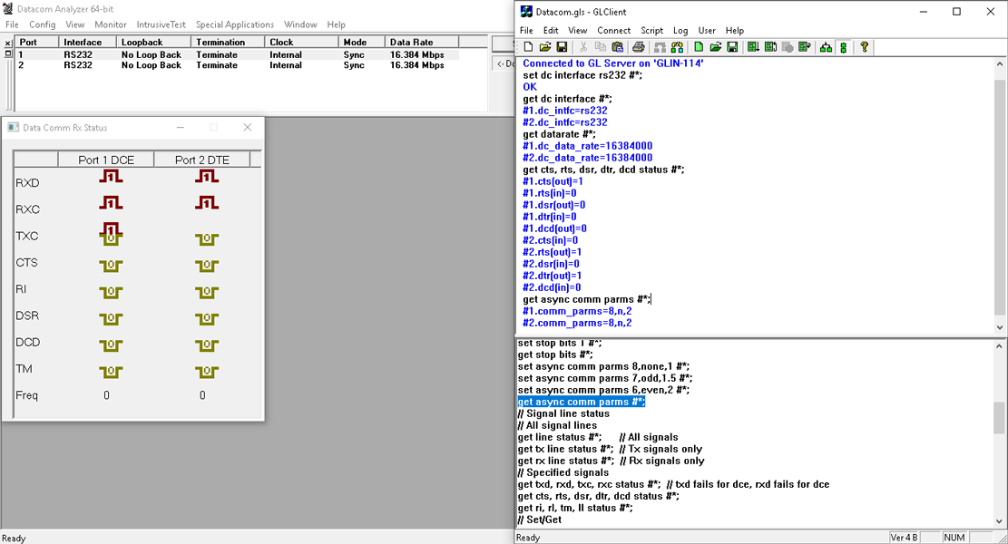 GLClient performing Datacom interface configuration