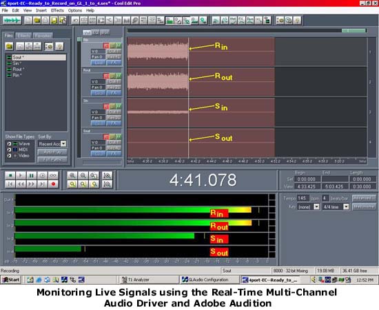 Monitoring Live signals using the Real-Time Multi-channel audio driver and adobe audition