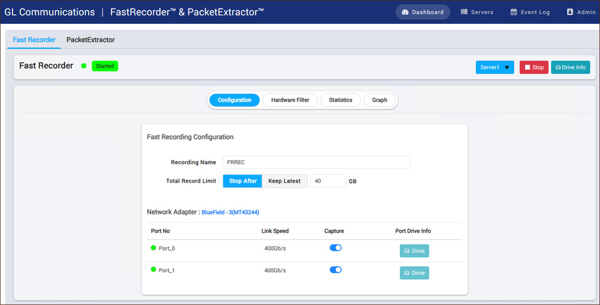 FastRecorder™ user interface
