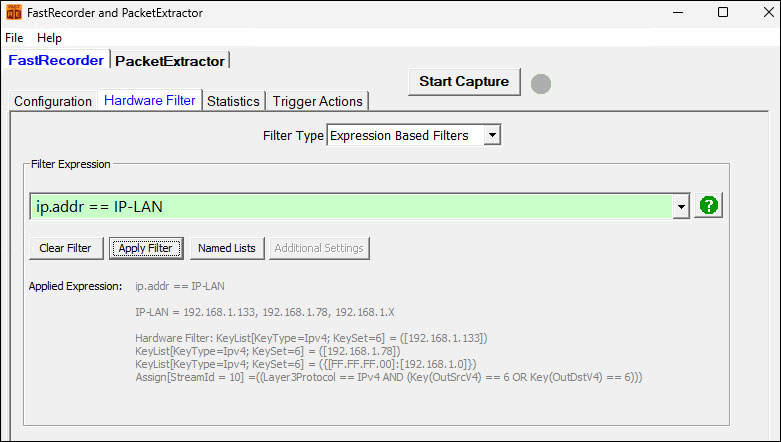 Named list filter expression