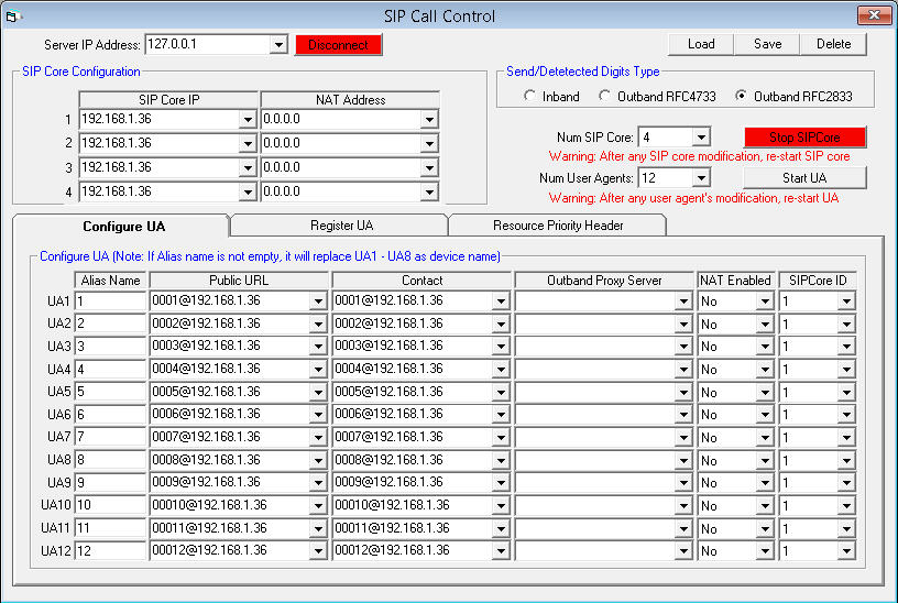 SIP call control settings