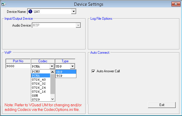 VoIP Device Settings
