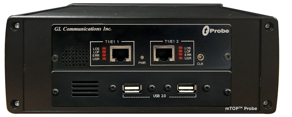 mTOP™ Probe with tProbe™ T1 E1 interfaces (Front Panel View)
