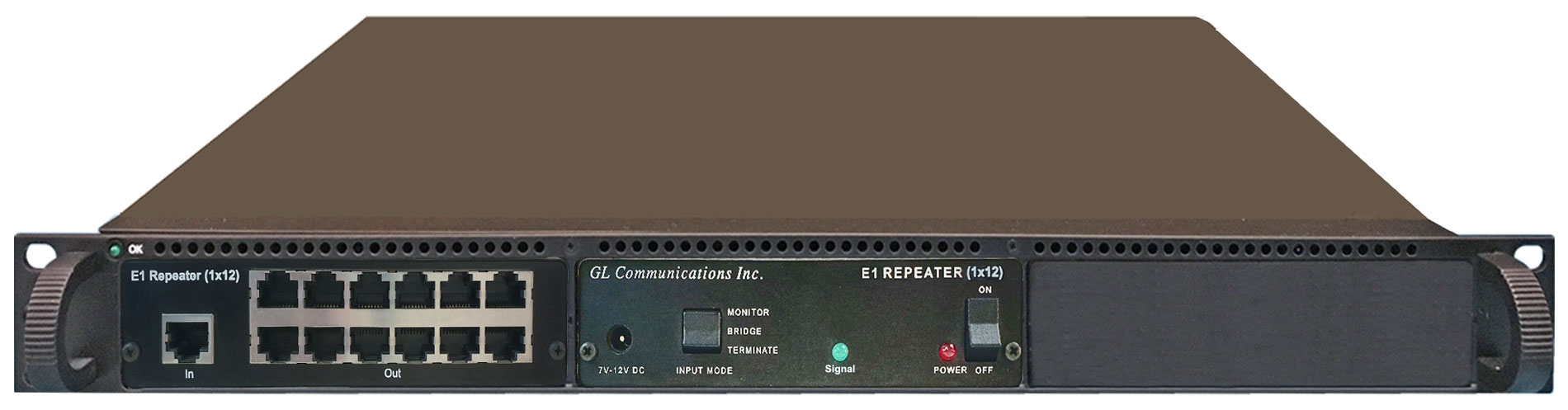 1U mTOP™ rack w/ Single E1 Multiport (1:12) Repeater