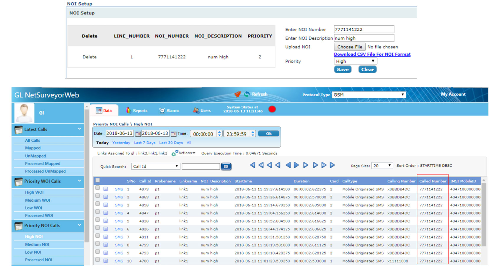 NetSurveyorWeb™ filters ISDN records based on Called/Calling Number