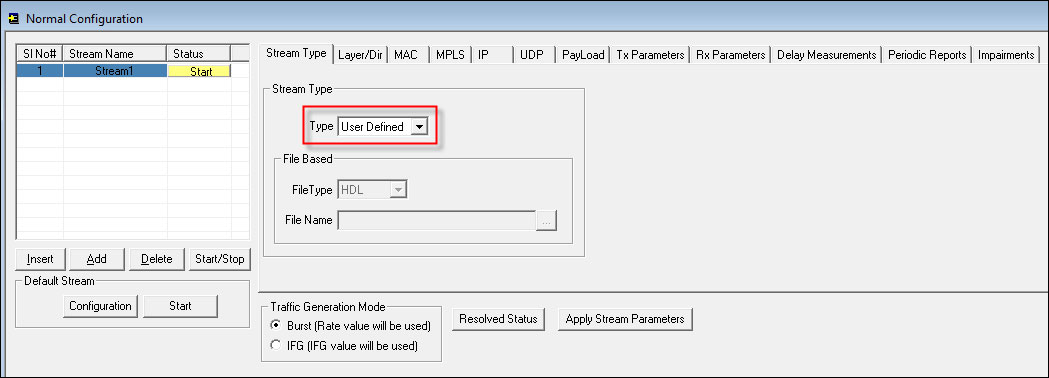 User Defined Stream Type