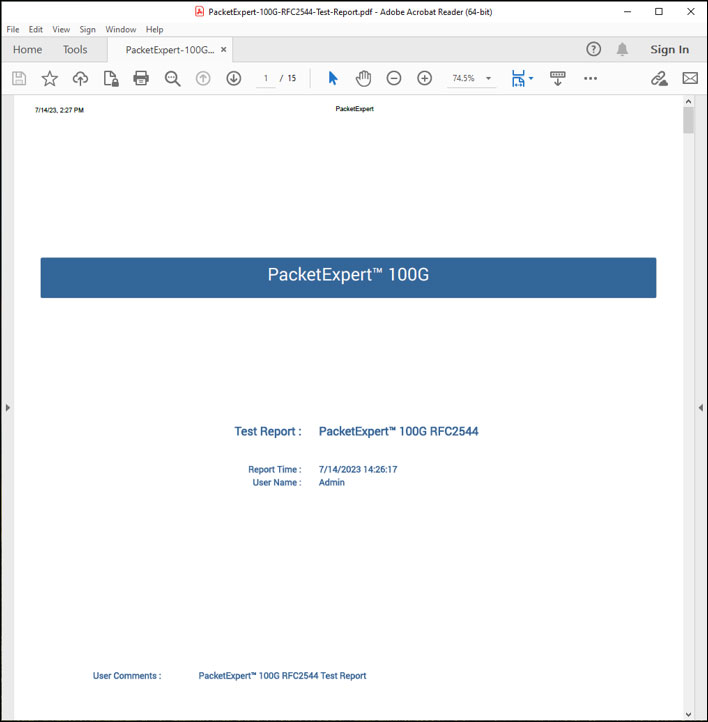 RFC2544 PDF Report File