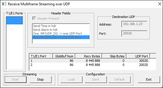 Receive Multiframe Streaming Over UDP User Interface