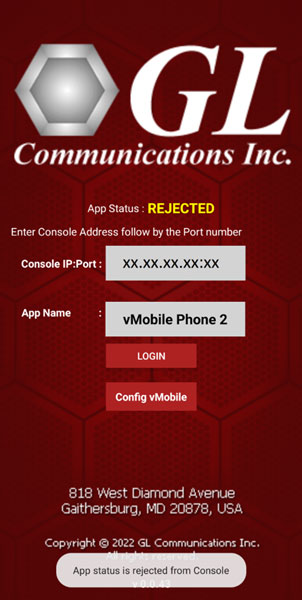 Console App in rejected state