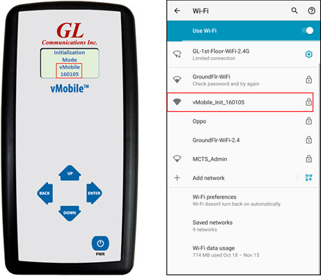 vMobile™ search the available Wi-Fi network