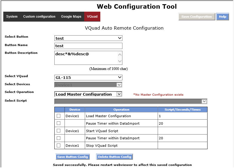 Customization of VQuad™ Auto Remote Console